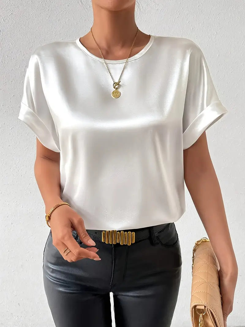 Norma - Elegant T-shirt met korte mouwen en ronde streep