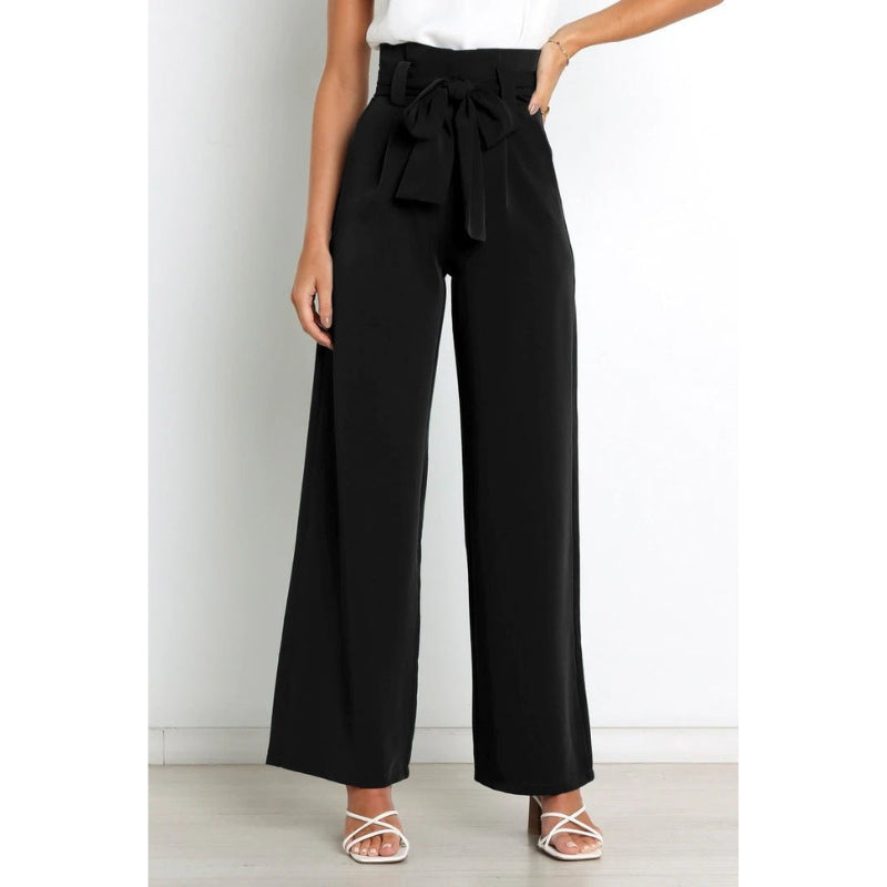 Isla - Chique wijde broek met hoge taille en stijlvolle strik