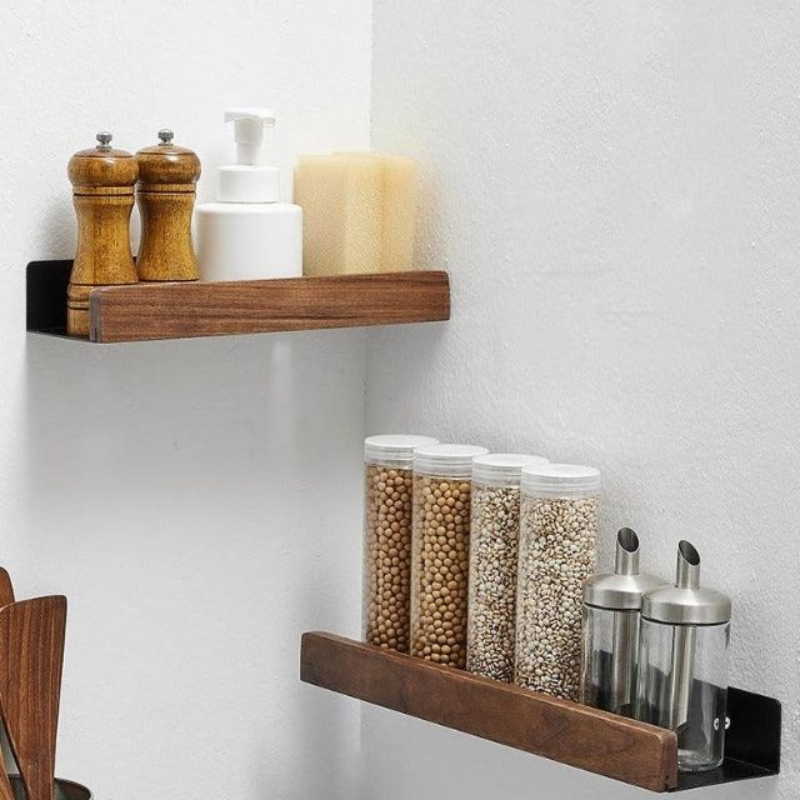 WoodHaven – Massief Houten Badkamer Organizer Planken Zonder Boren
