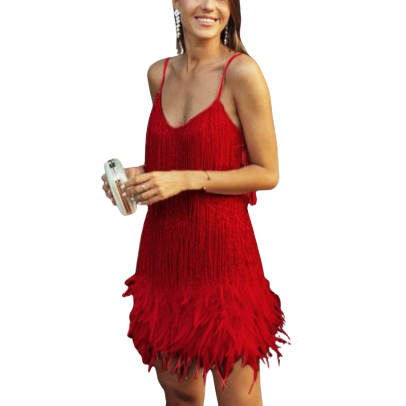 Anna – Elegante Witte Cocktailjurk met Franjes en Verenafwerking
