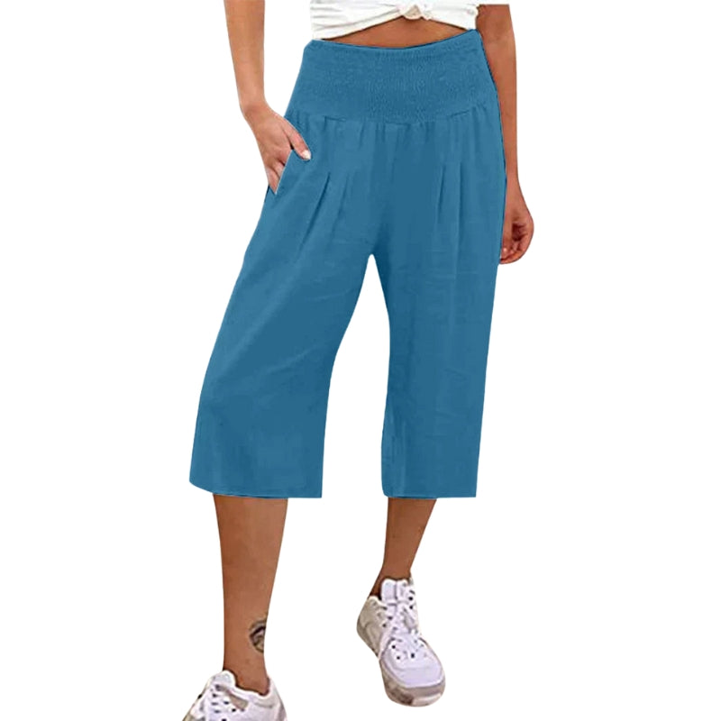 Emily - Hoge Taille Shorts met Zakjes en Wijde Pijpen
