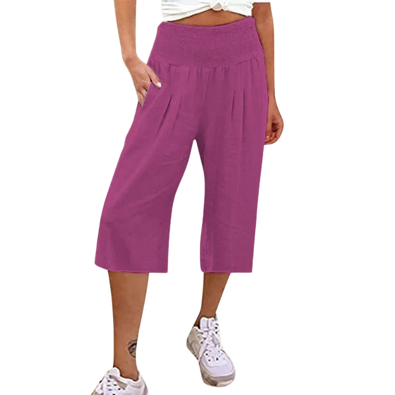 Emily - Hoge Taille Shorts met Zakjes en Wijde Pijpen