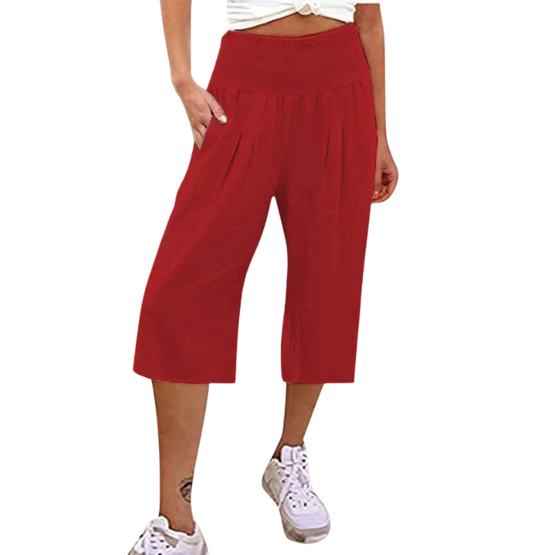 Emily - Hoge Taille Shorts met Zakjes en Wijde Pijpen