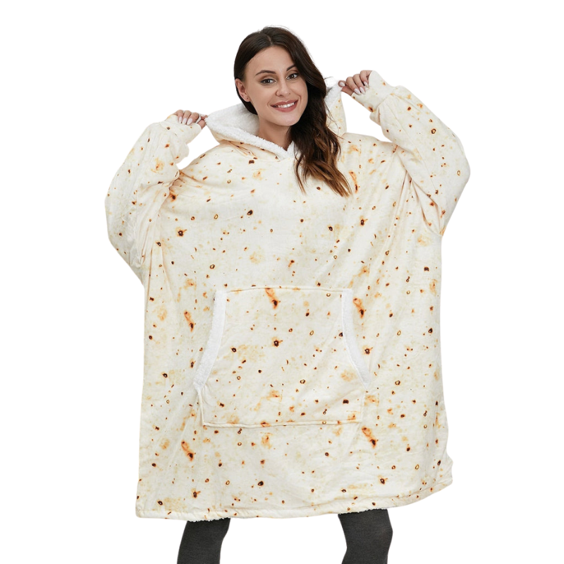 Sophie – Oversized Deken met Capuchon, Lange Mouwen en Zakken