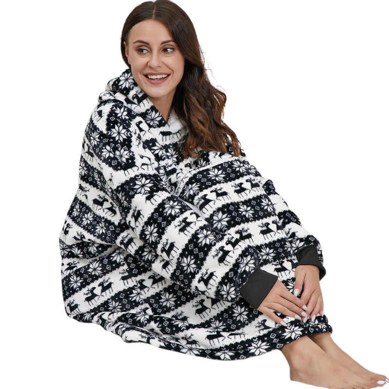 Sophie – Oversized Deken met Capuchon, Lange Mouwen en Zakken