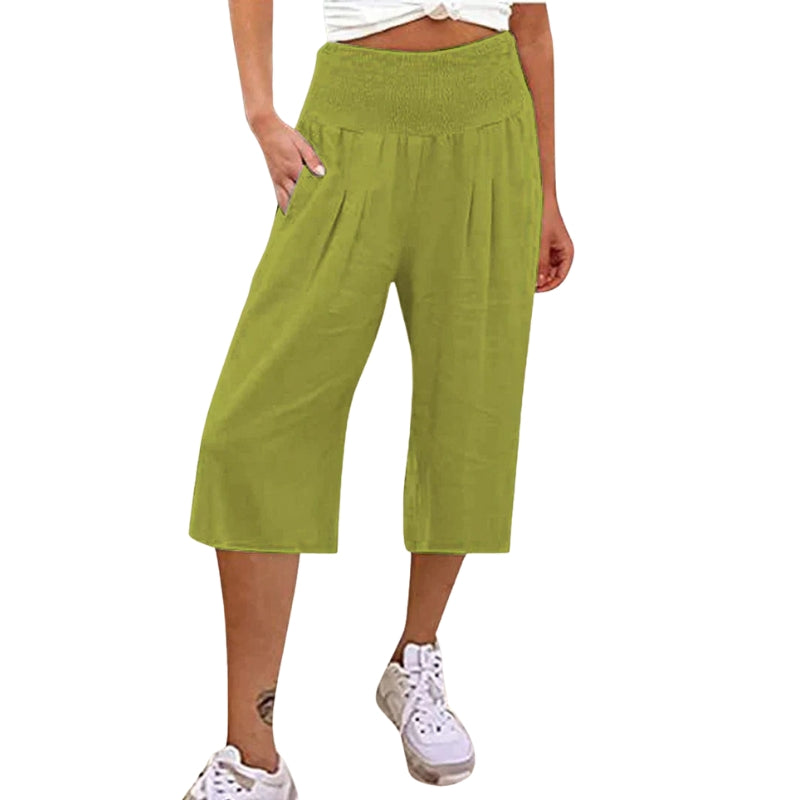 Emily - Hoge Taille Shorts met Zakjes en Wijde Pijpen