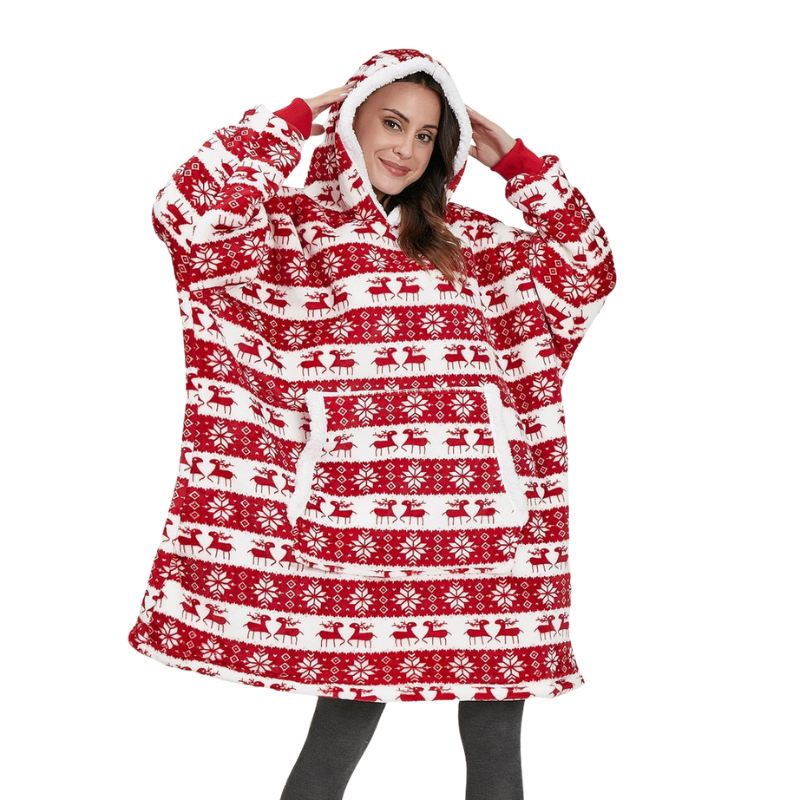 Sophie – Oversized Deken met Capuchon, Lange Mouwen en Zakken