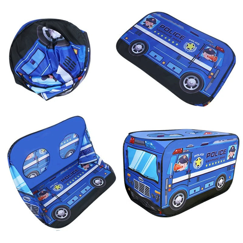PlayScape – Opvouwbare speeltent met print van bus en brandweerwagen