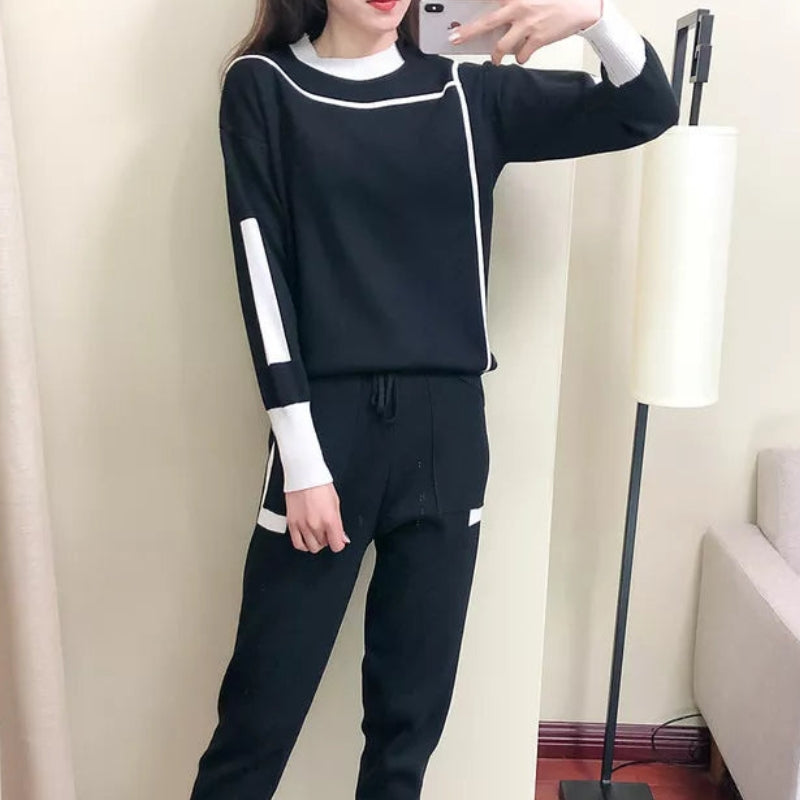 Tessa - Tweedelige Set met Lange Mouw Trui en Wijde Broek