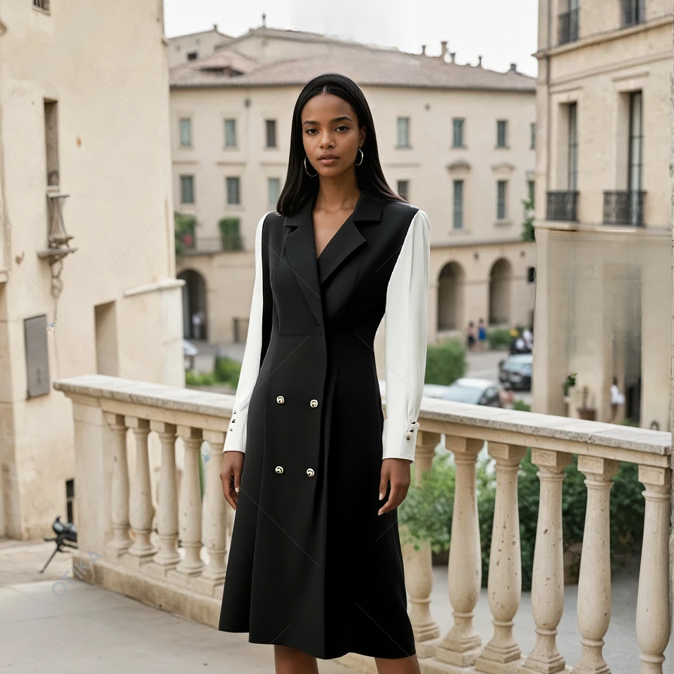 Elara - Veelzijdige jurk met moderne V-halslijn en ceintuur