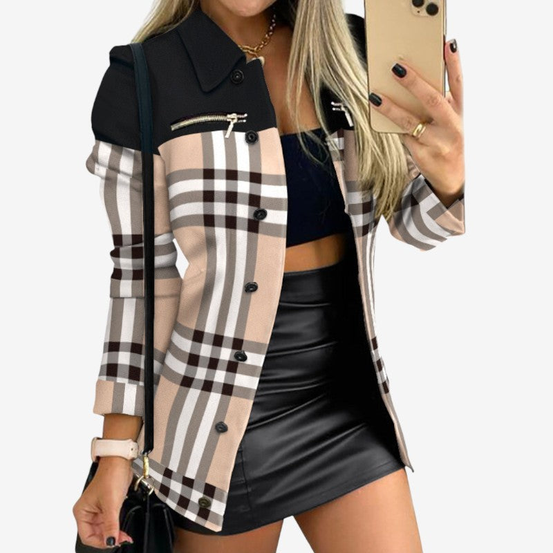 Nora – Lange Mouwen Jas met Knopen en Borstzakken