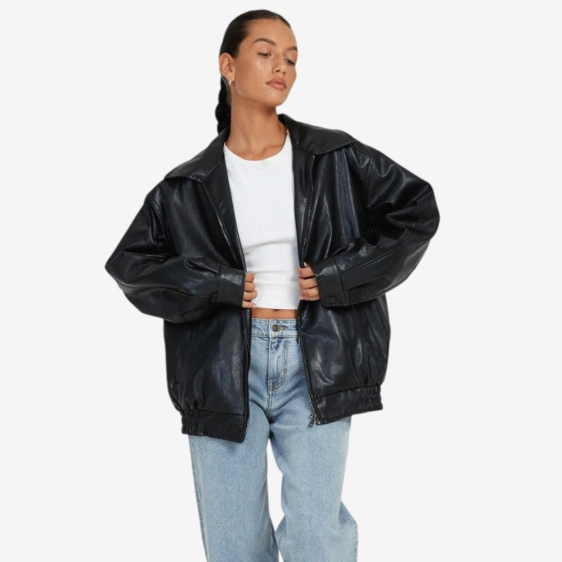 Brooklyn – Lange Mouwen Jas met Reverskraag en Geribde Zoom