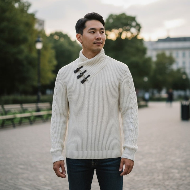 Theodore – Lange Mouw Slim Fit Trui met Geribbelde Details