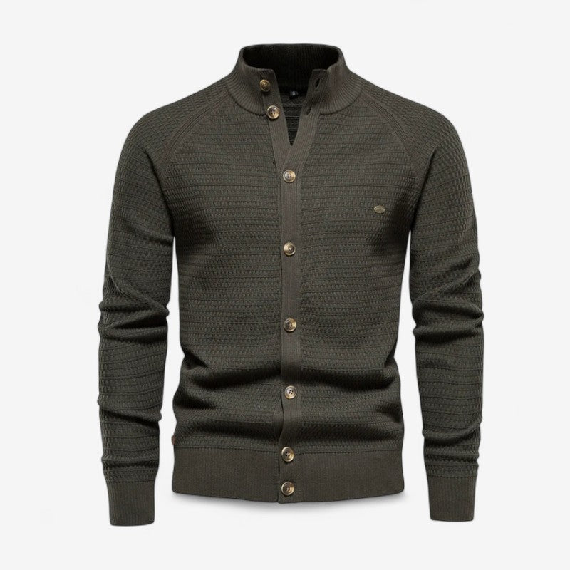 Malcolm - Lange Mouw Vest met Opstaande Kraag en Knoopsluiting