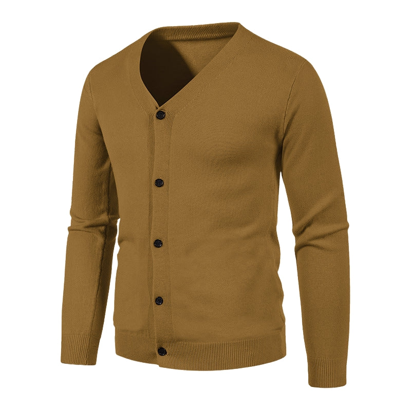Anthony – Vest met lange mouwen V hals en knoopsluiting