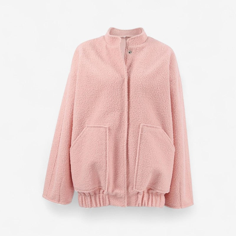 Ruby - Lange Mouw Jas met Opstaande Kraag en Zijzakken