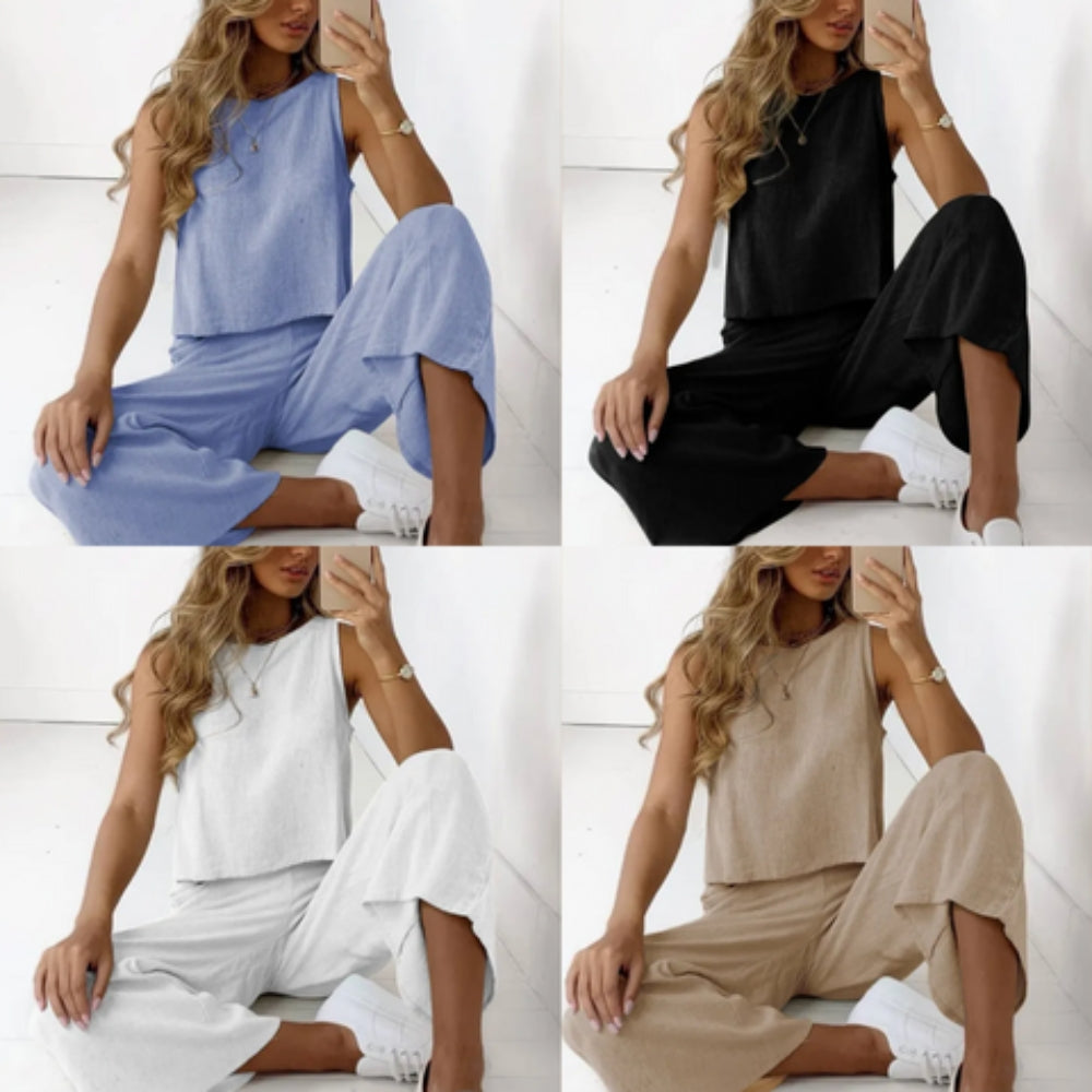Isla – Verfijnde tweedelige set met stijlvolle top en bijpassende broek