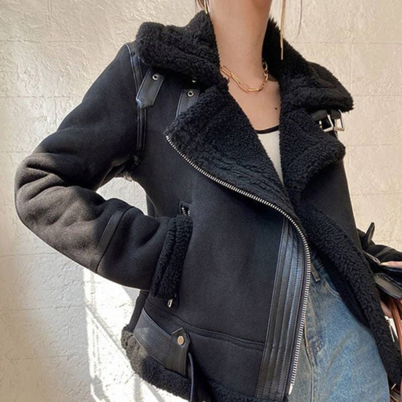 Gloria - Lange Mouw Jas met Reverskraag, Tailleceintuur en Riem bij de Hals