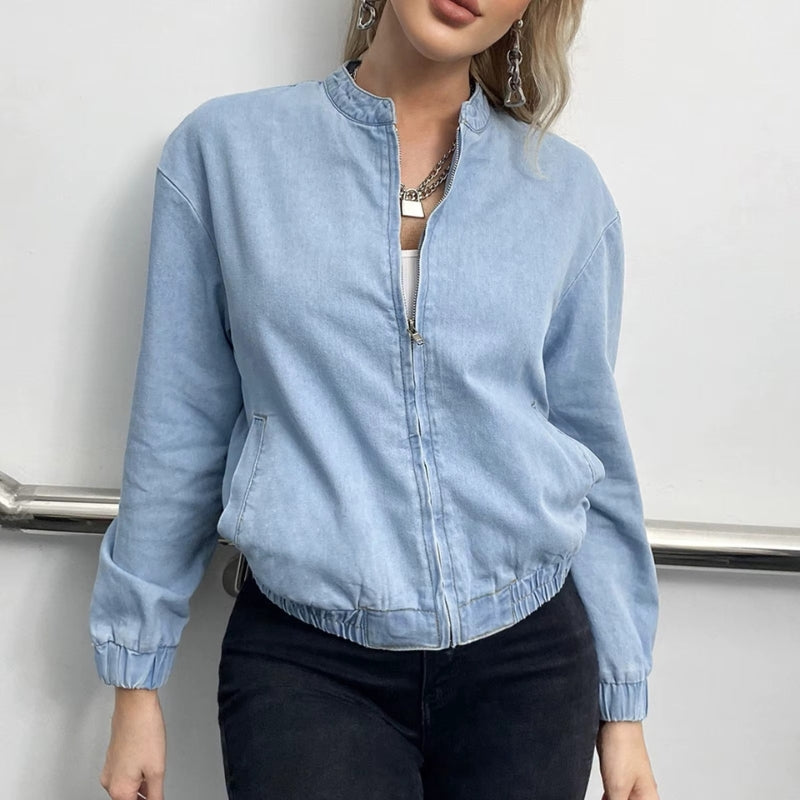 Harmony – Lange Mouw Jas met Rits en Zakdetail