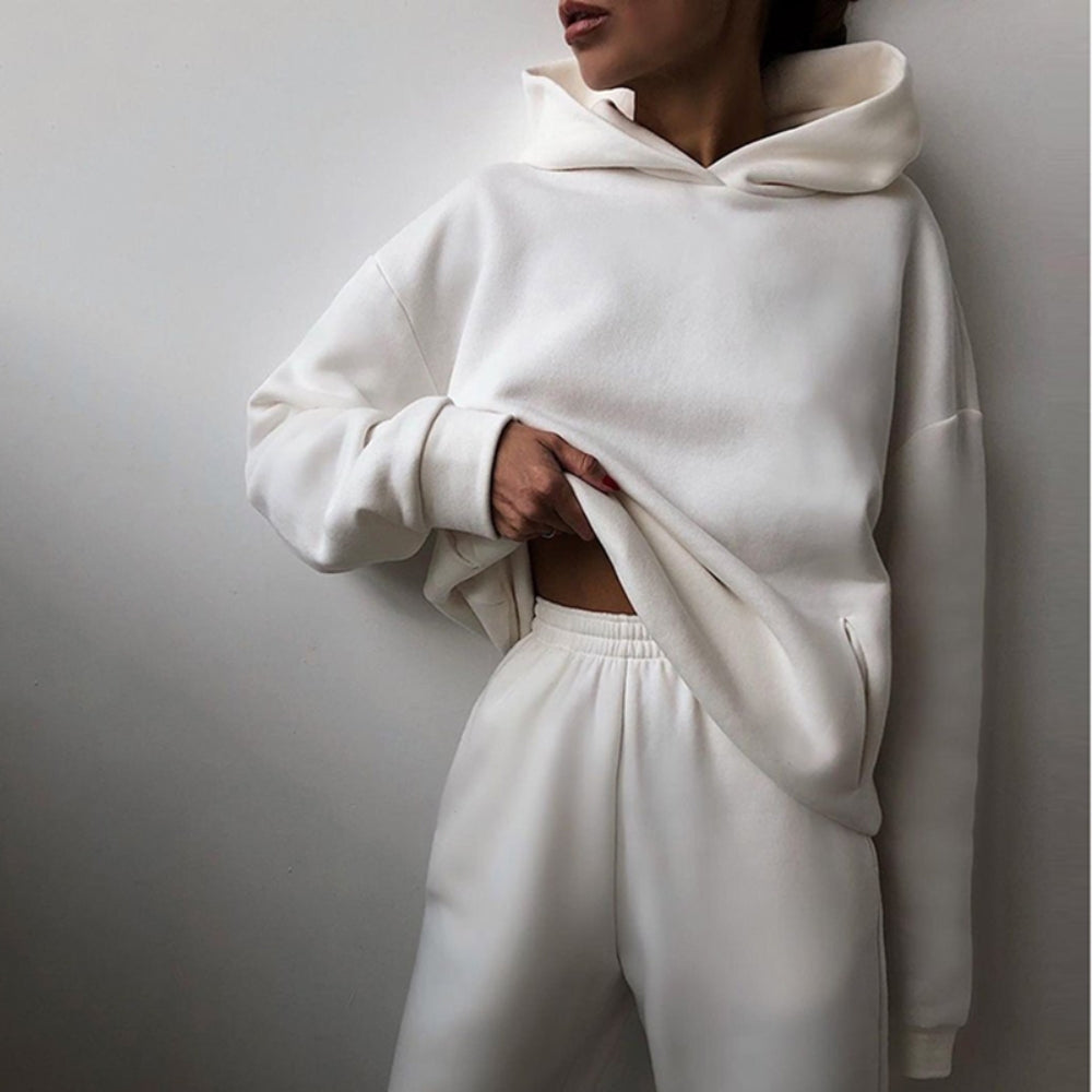 Tessa – Elegante trainingspakset met lange mouwen hoodie en elastische taillebroek