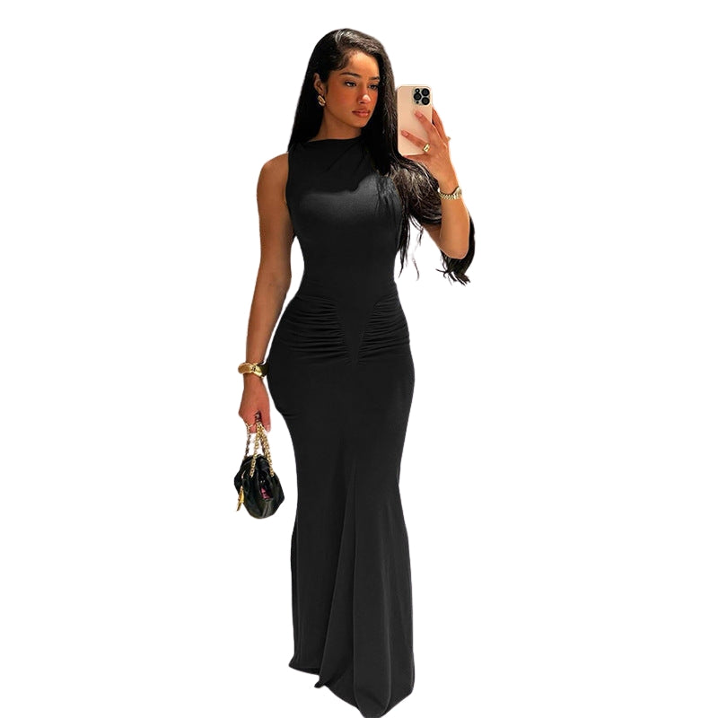 Aisha - Mouwloze Maxi Jurk met Gezamende Taille