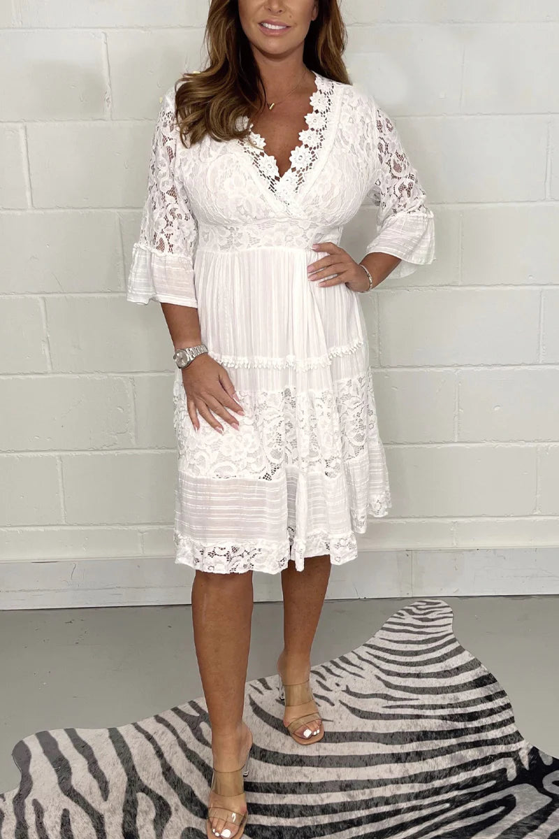 LaceLuxe™ - Jurk Met V Hals