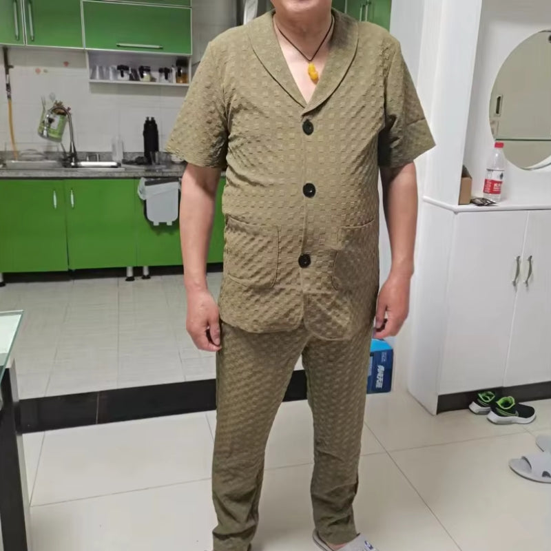 Theodore – Tweedelige Set met Korte Mouwen overhemd en Wijd Poot Broek