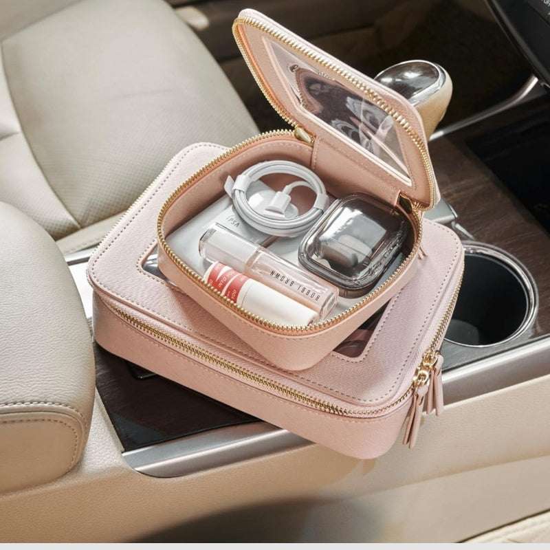 Lila – Mini vierkante make uptas met veilige ritssluiting