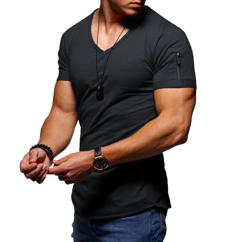 Harrie - Basic V-hals shirt met halve mouwen