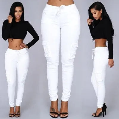 Mia - Skinny cargobroek met hoge taille en praktische zak