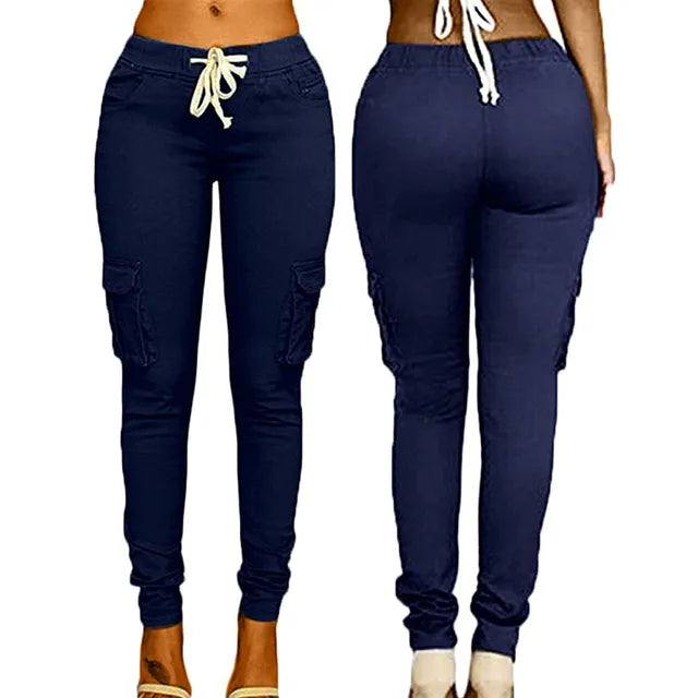 Mia - Skinny cargobroek met hoge taille en praktische zak