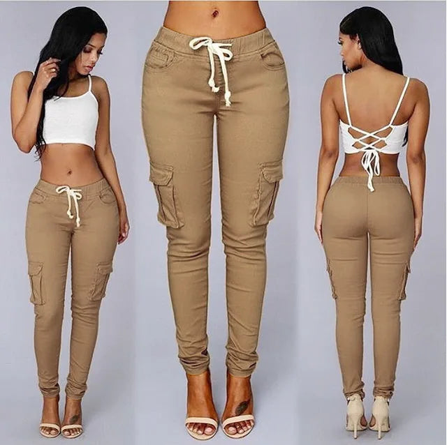 Mia - Skinny cargobroek met hoge taille en praktische zak