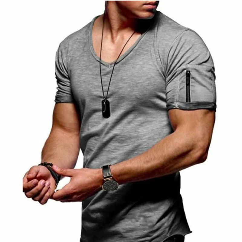 Harrie - Basic V-hals shirt met halve mouwen