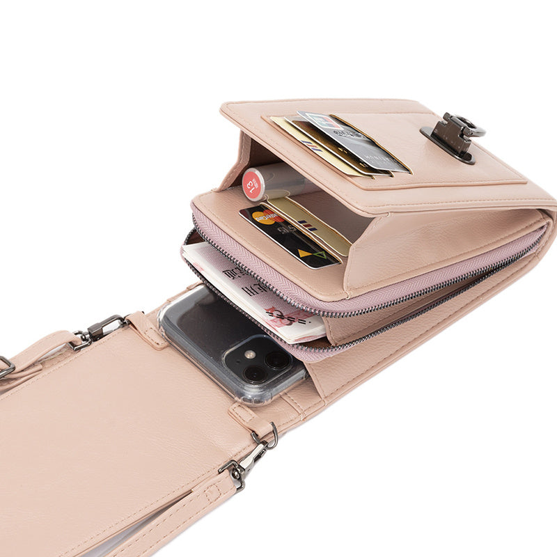 Luna - Stijlvolle geklonken mobiele telefoon schoudertas met verstelbare riemen