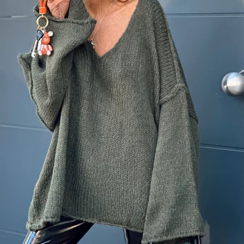 Ariana – Oversized Trui met Raglanmouwen en V Hals