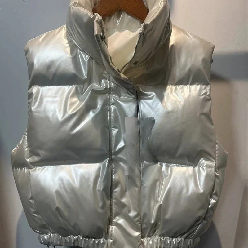 Ashley – Mouwloze Jas met Staande Kraag en Ritssluiting