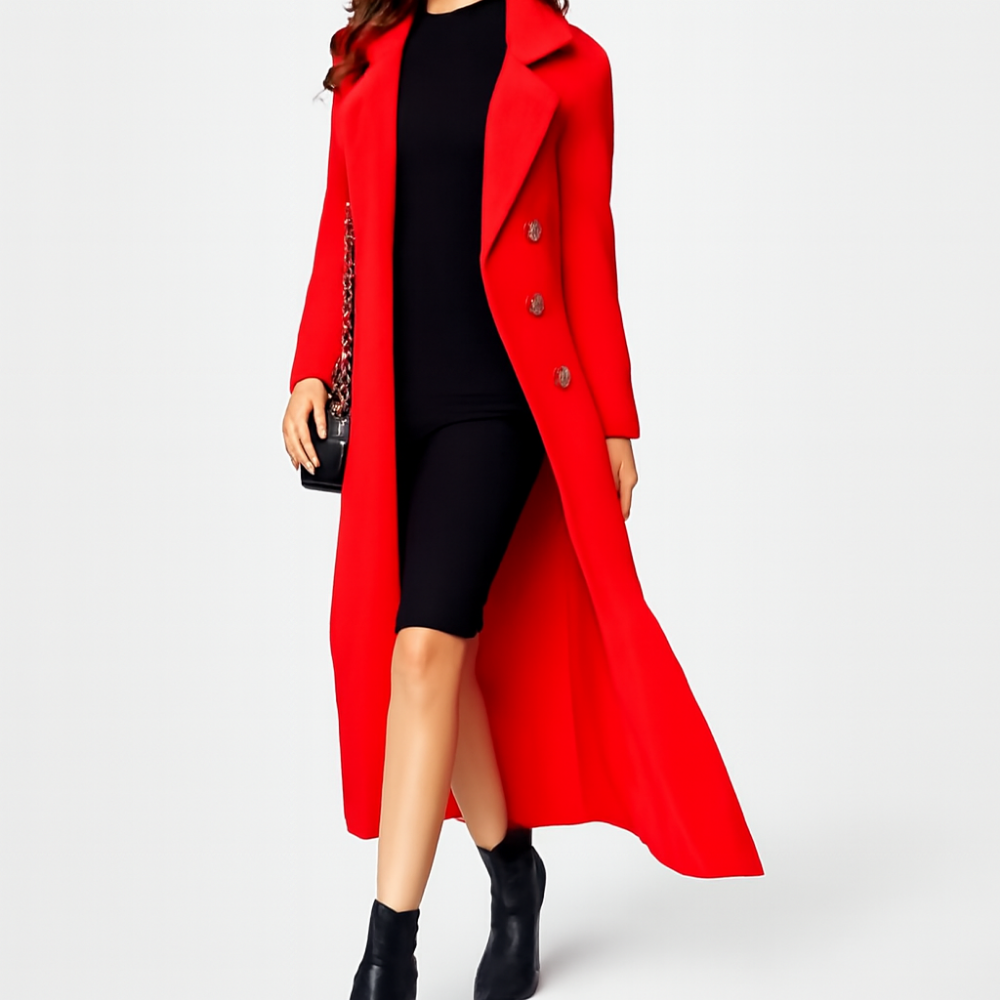 Ciarah – Lange Wollen Jas met Reverskraag