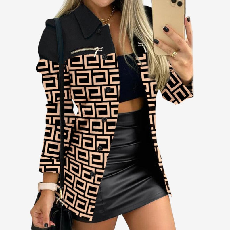 Nora – Lange Mouwen Jas met Knopen en Borstzakken