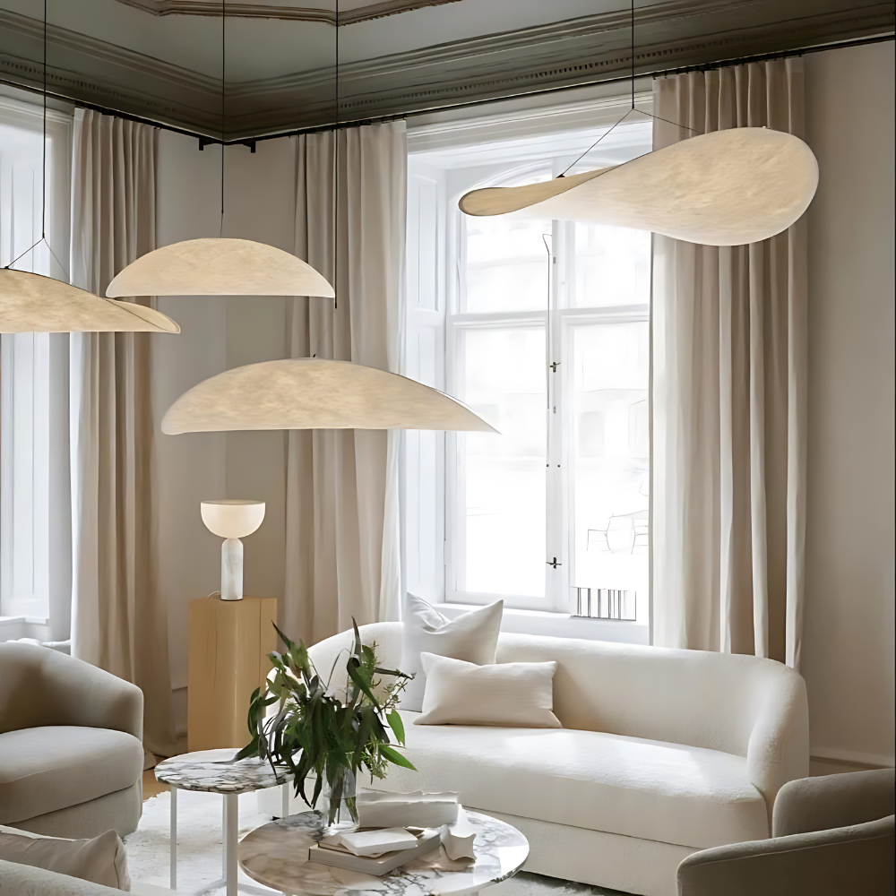 LumiNest – Handgemaakte Japanse Boho Plafondlamp in Zacht Ivoor