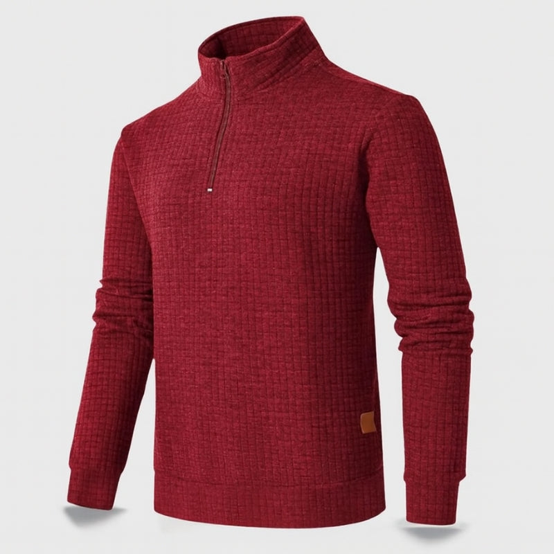Alexander - Lange Mouwen Trui met Kwart Rits en Slim Fit Design