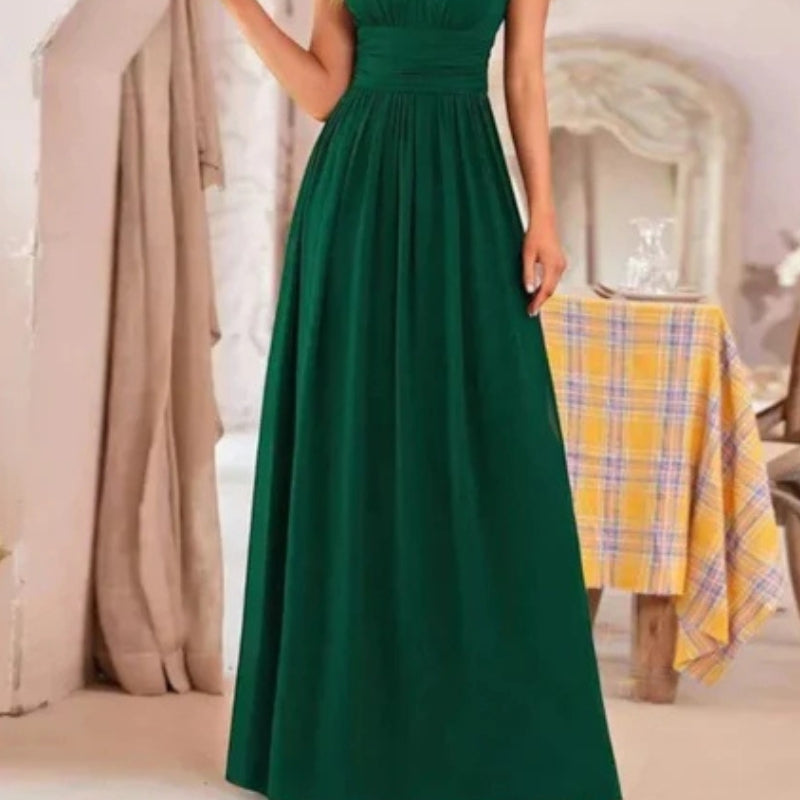 Catherine – Mouwloze Maxi jurk met A lijn en V hals