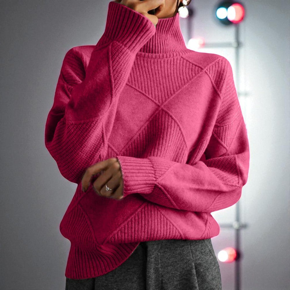 Nadine – Coltrui met Gehaakte Textuur en Lange Mouwen