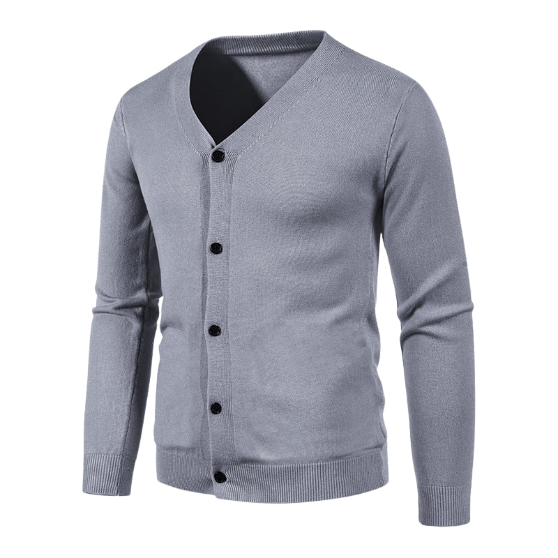 Anthony – Vest met lange mouwen V hals en knoopsluiting