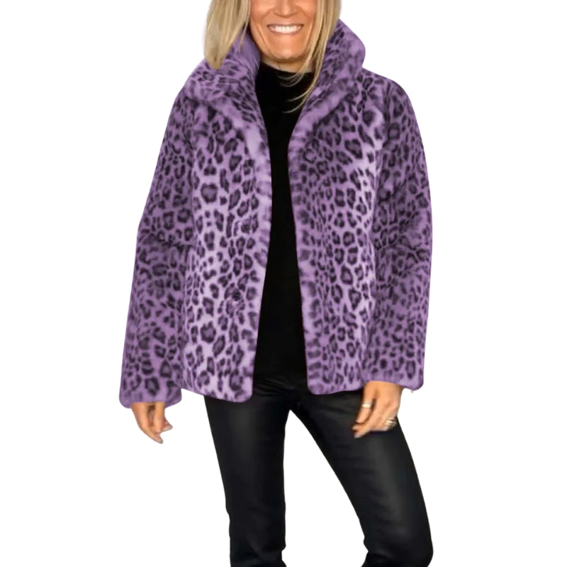 Leona – Midi-jas met luipaardprint en lange mouwen