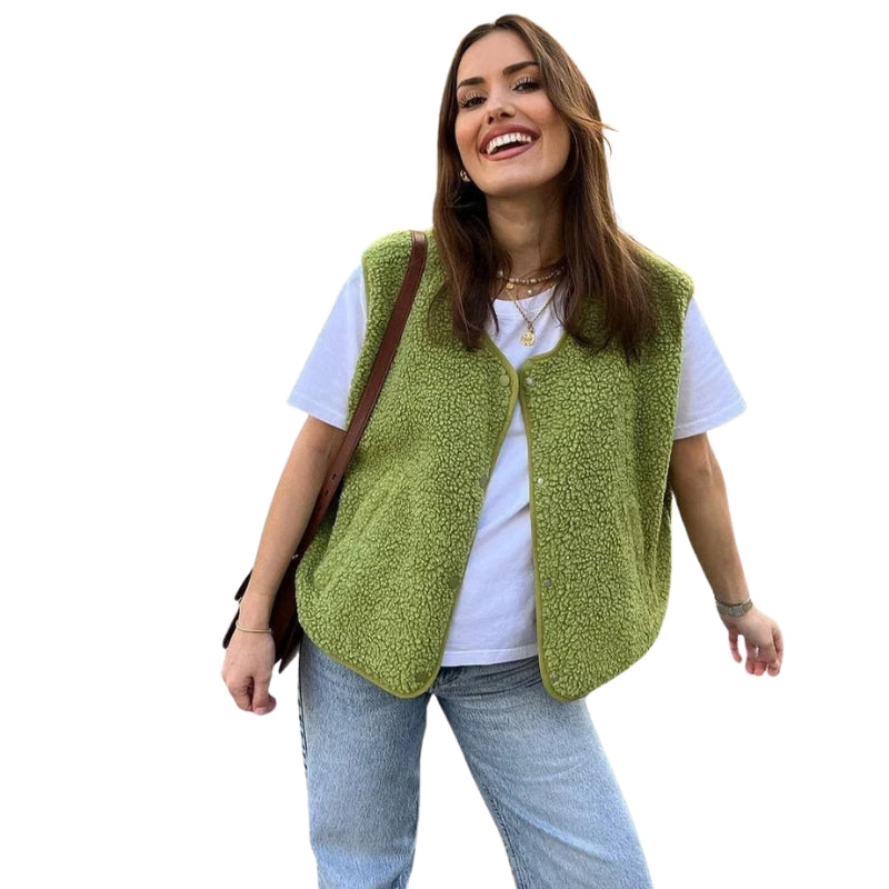 Lily – Mouwloos Vest met V-Hals en Zakjes