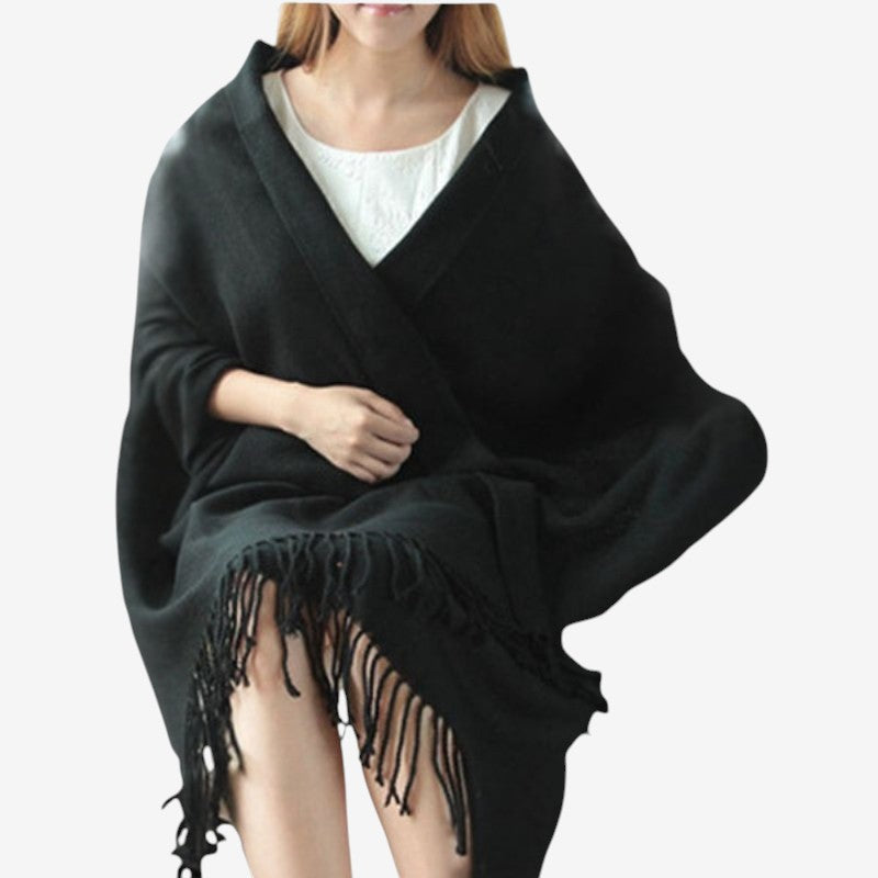 Jenna – Grote Sjaal met Decoratief Kwastje Ontwerp