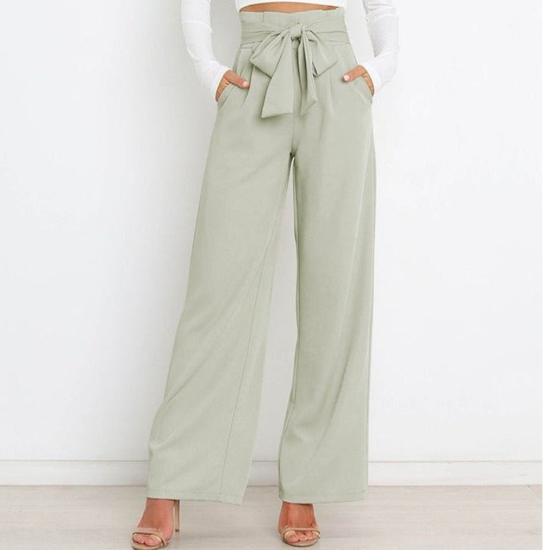 Isla - Chique wijde broek met hoge taille en stijlvolle strik