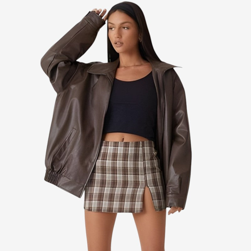 Brooklyn – Lange Mouwen Jas met Reverskraag en Geribde Zoom