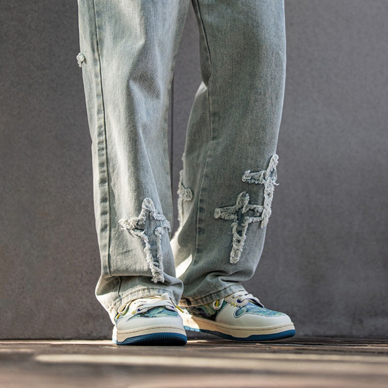Paul – Sneakers met bedrukte platte zool en ronde teen