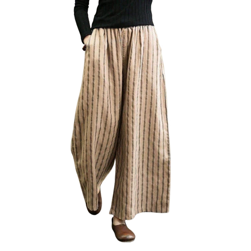 Raya – Wijde pijpen Gestreepte broek met zijzakken en relaxte pasvorm